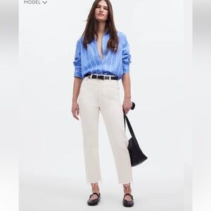 MADEWELL 90’s STRAIGHT CROP JEANS TILE WHITE SIZE 32 TALL FRAYED HEM NWT